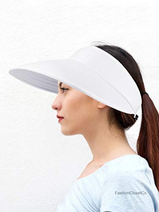 2 Pack Large Wide Brim Sun Visor Hats Adjustable UV Protection Golf Beach Caps main image 5